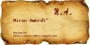 Miron Ambró névjegykártya